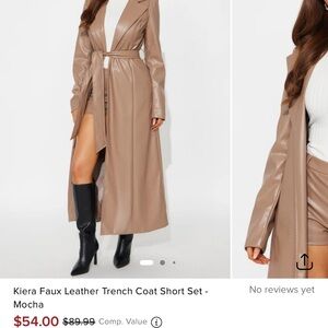 Fashion Nova Faux Leather Trench Coat in Brown